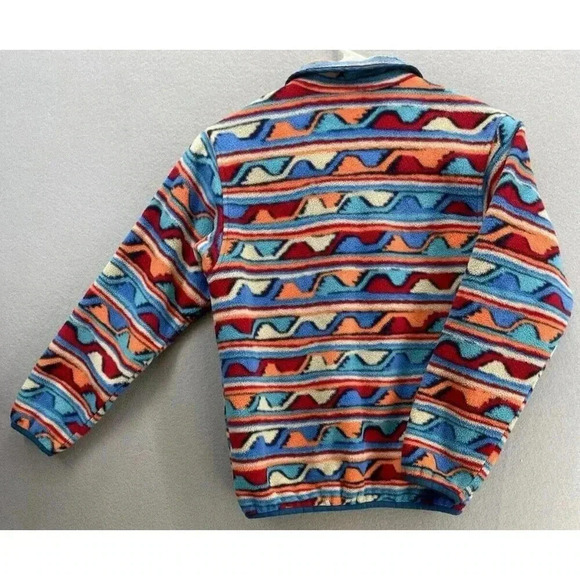 Patagonia Lightweight Synchilla Snap-T Pullover Fleece Blue Red Youth Size M - Picture 8 of 12